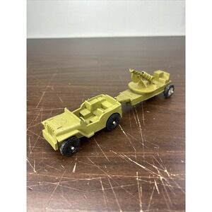 Vintage IDEAL Toy Corp Rubber 4" Army JEEP With Cannon RARE HTF